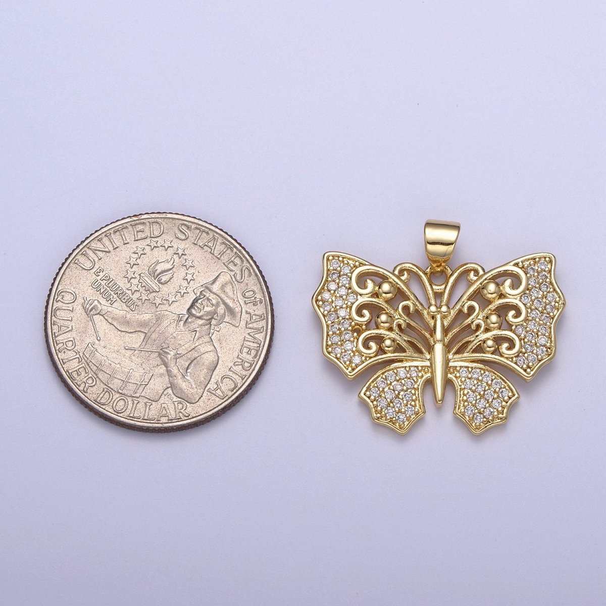 Micropave Cubic Zirconia Gold Filled Butterfly Charm Monarch Butterfly Pendant DIY Jewelry Accessories H-487