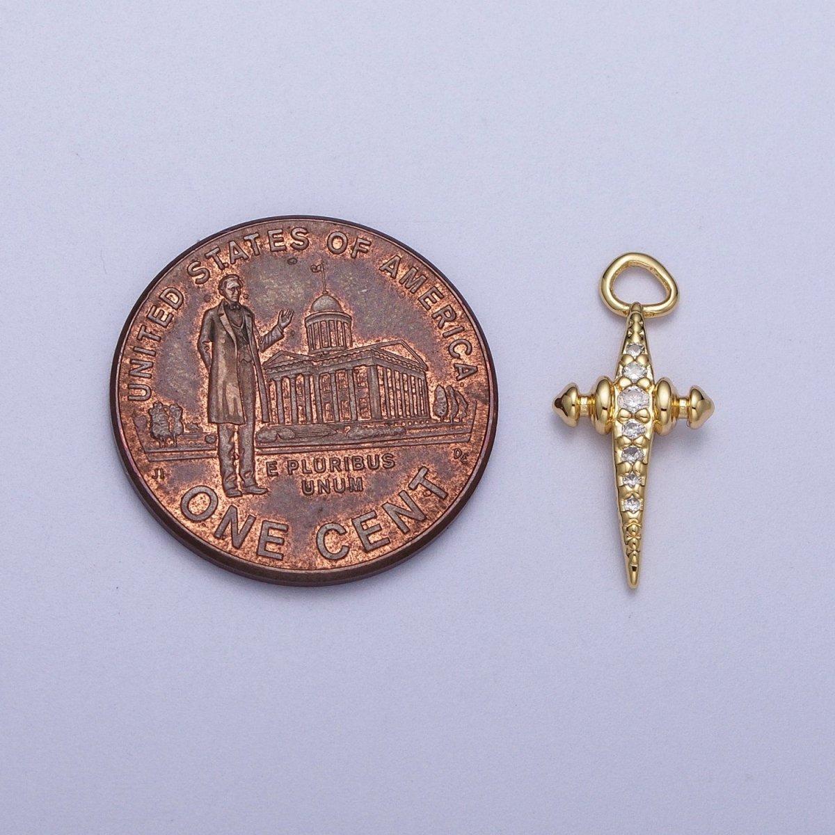 Mini 14K Gold Filled Cross North Star Celestial Jewelry Micro Paved Charm | N-221