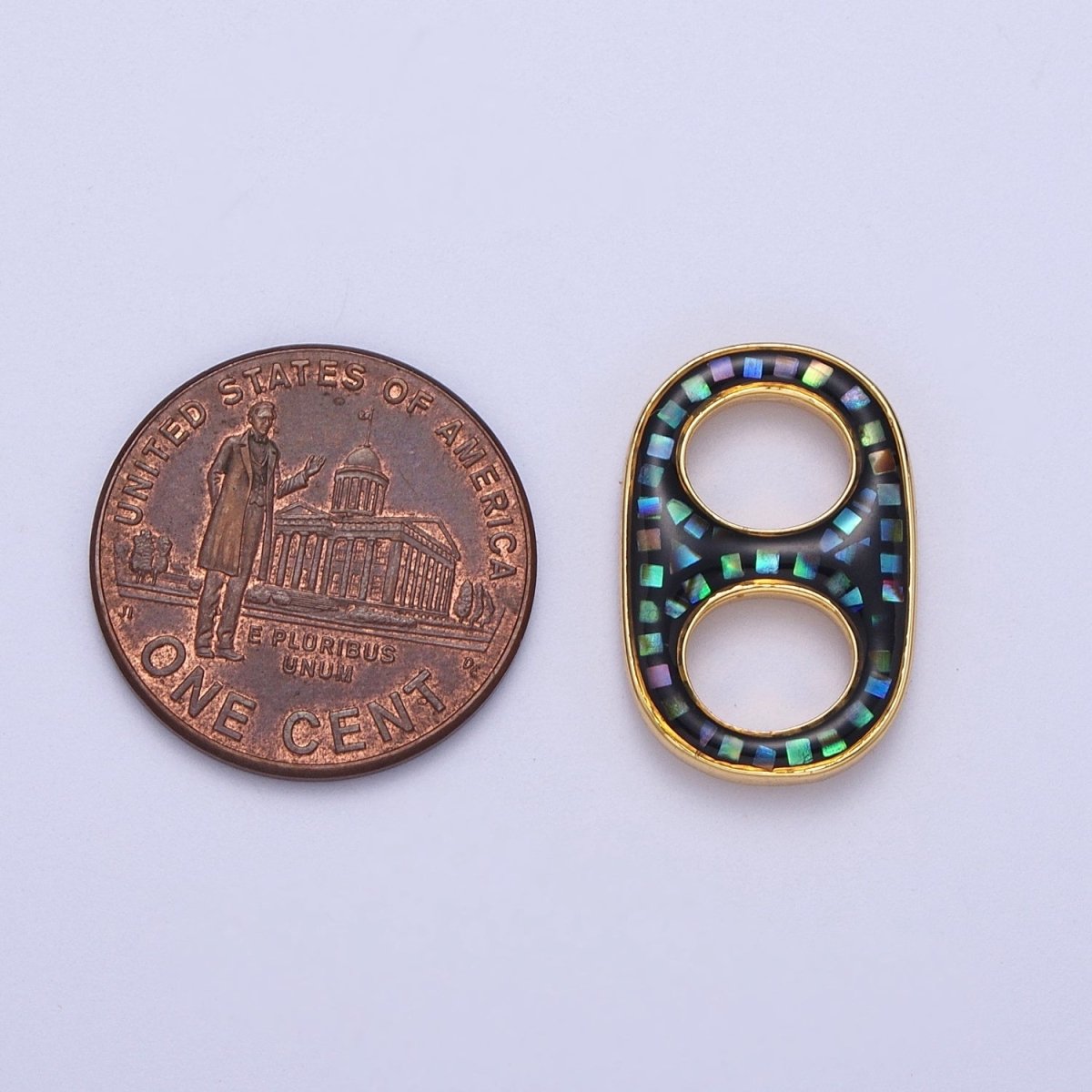 Mini 24K Gold Filled Can Tab Green, White, Pink, Blue, Black Shell Opal Charm | C-244 C-272 C-274 C-275 C-276
