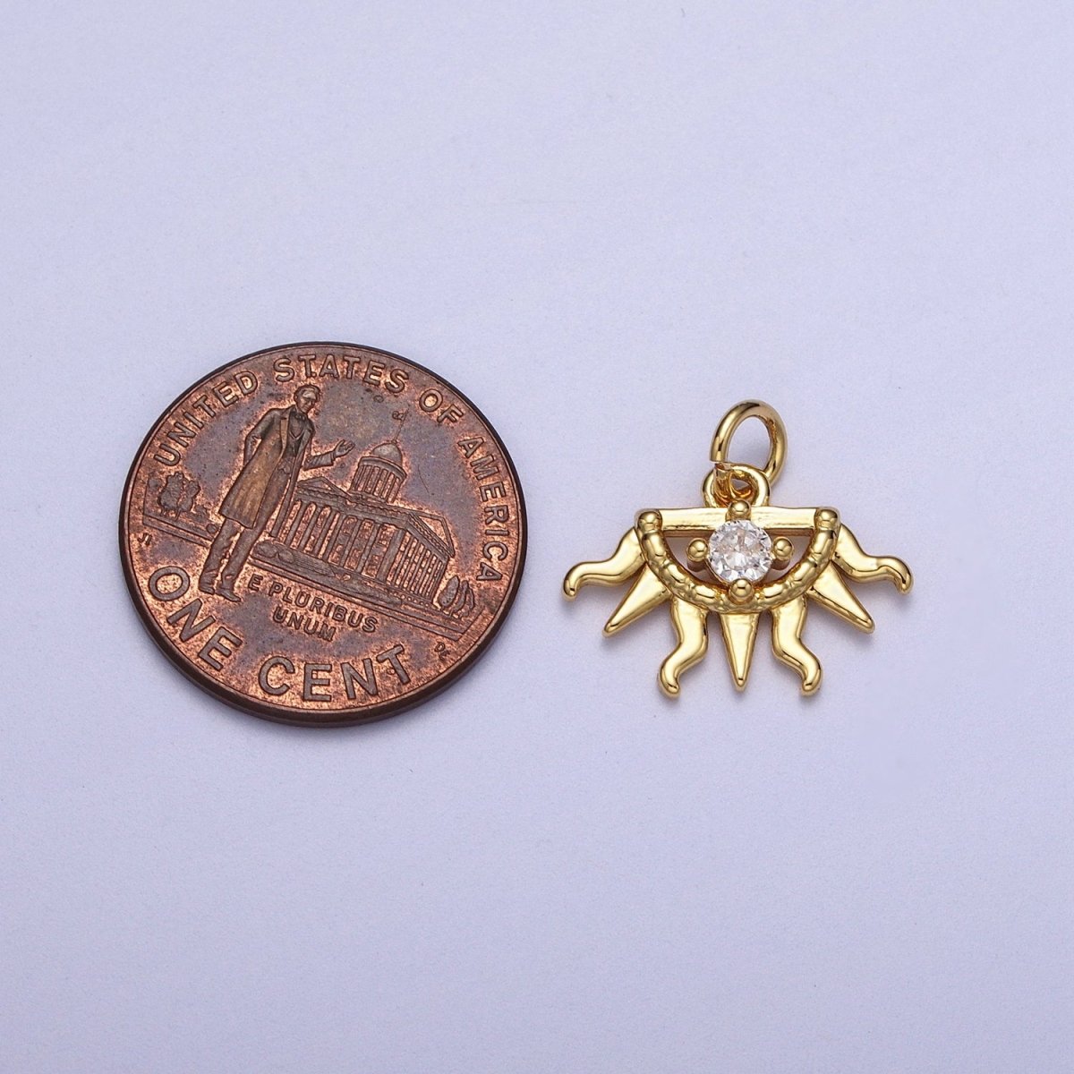 Mini 24K Gold Filled Half Celestial Sun Charm Bohemian Charm N-400