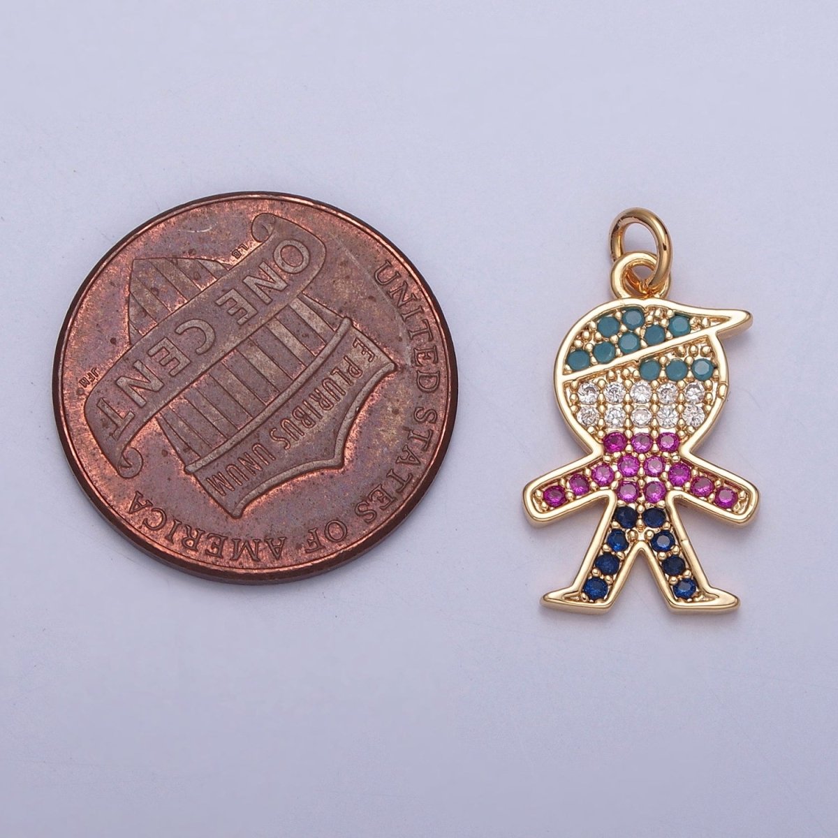 Mini Boy Charm Multi color Micro Paved Cubic Zirconia Jewelry Add On Charm | X-249