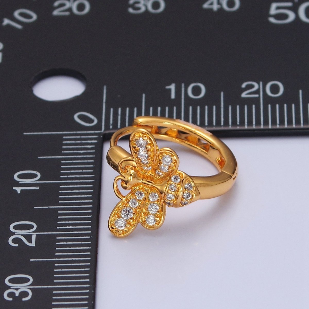 Mini Clear Butterfly Earring Gold Huggie Earring 24k Gold Filled T-452