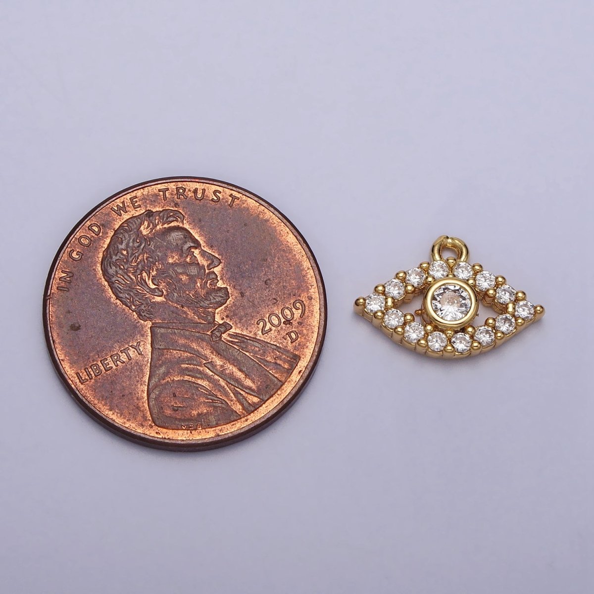 Mini Clear Micro Paved CZ Evil Eye Gold Add-On Charm | AC219