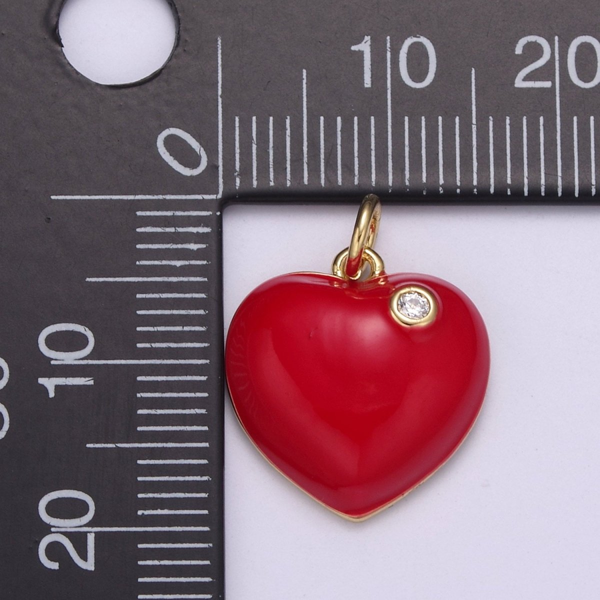 Mini Enamel Heart Charm in Green, Black, Pink, Red Enamel Charms, 14K Gold Filled Heart Charm Colorful N-223 - N-225