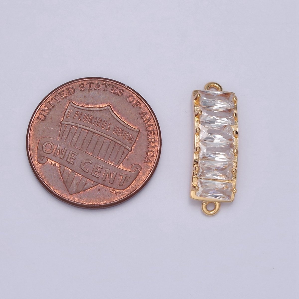 OS Mini Gold Baguette Charm Connector for Bracelet Necklace 16k Gold Filled F-696