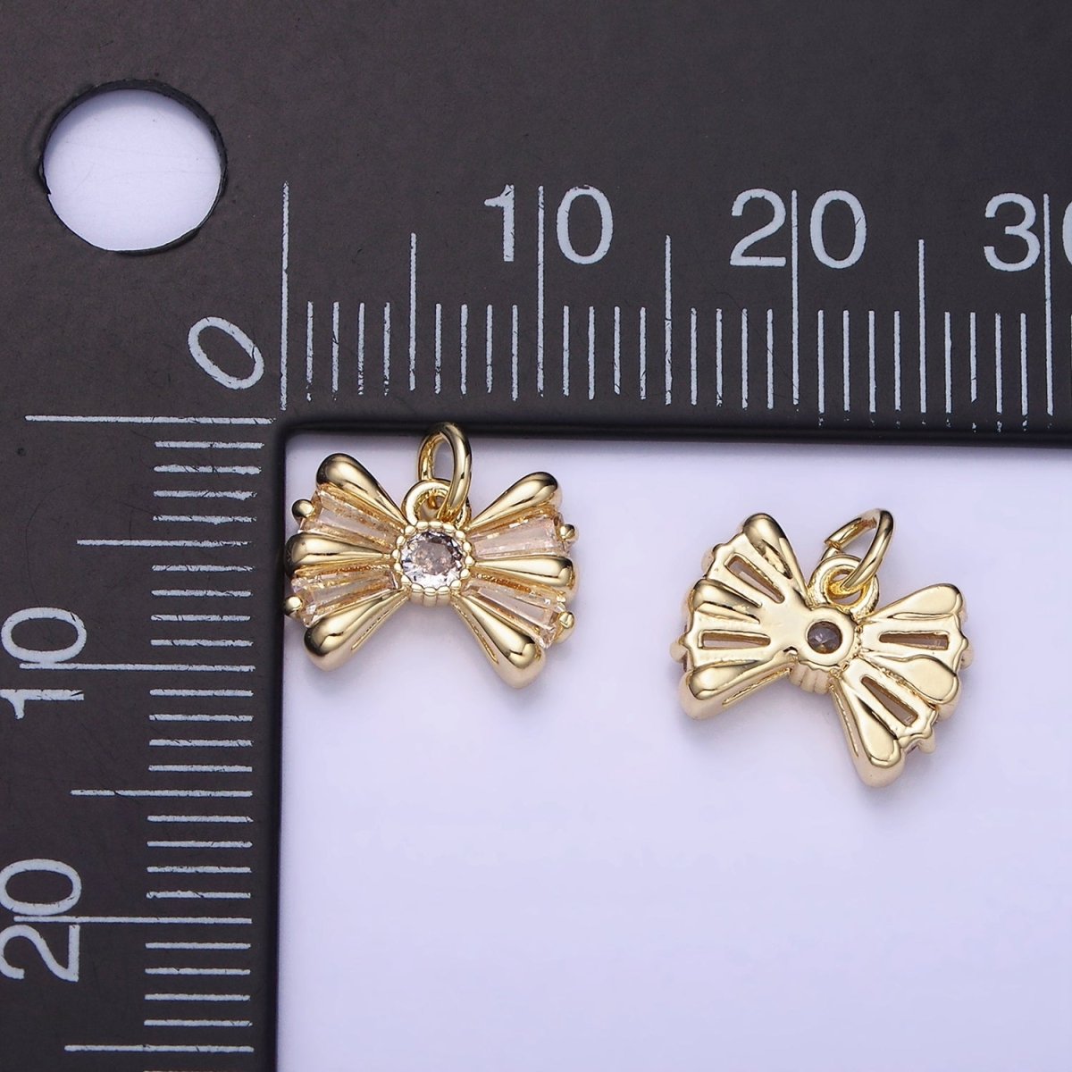 Mini Gold Bow Charm for Bracelet Necklace Earring Supply AG679