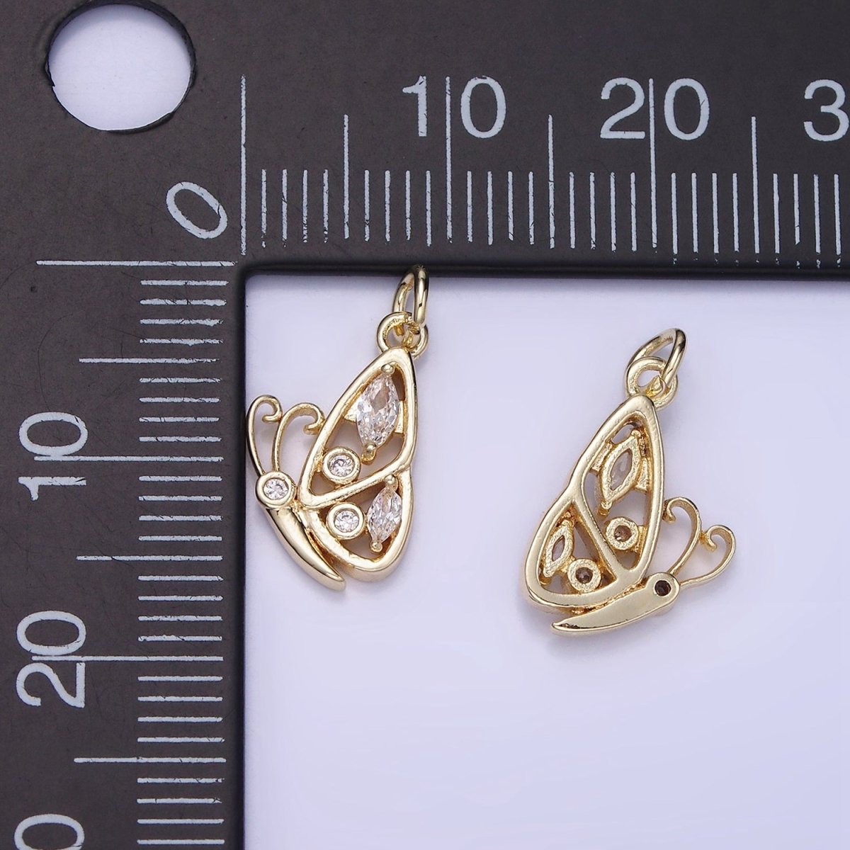 Mini Gold Butterfly Charm Cz Mariposa Pendant AG-659