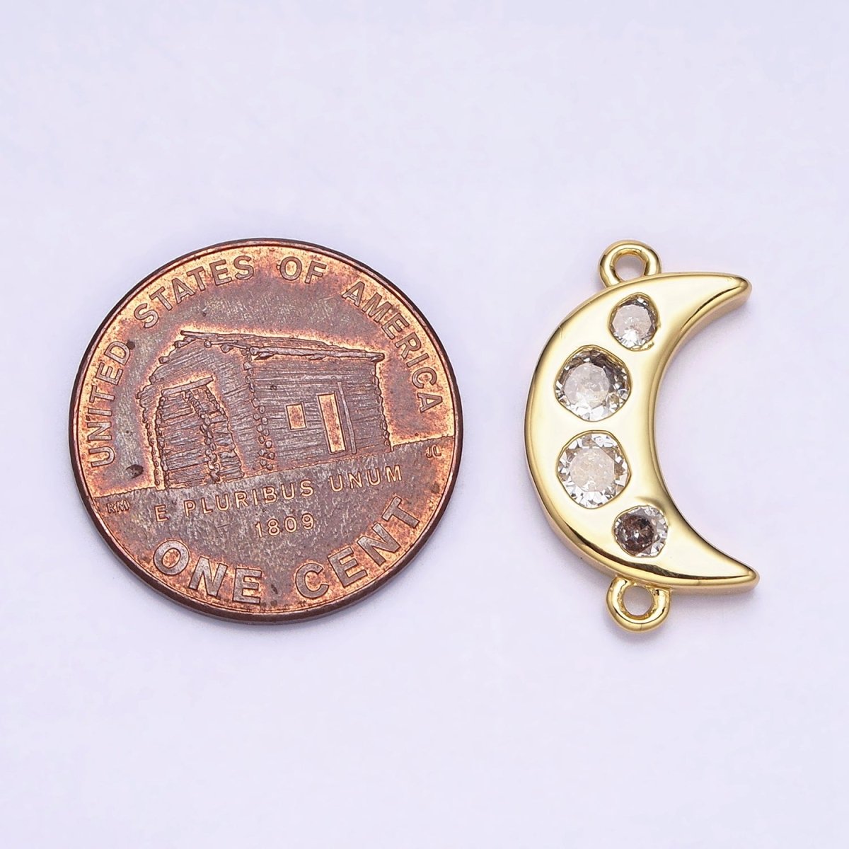 Mini Gold Crescent Moon Charm Connector for Celestial Jewelry Component Y-828
