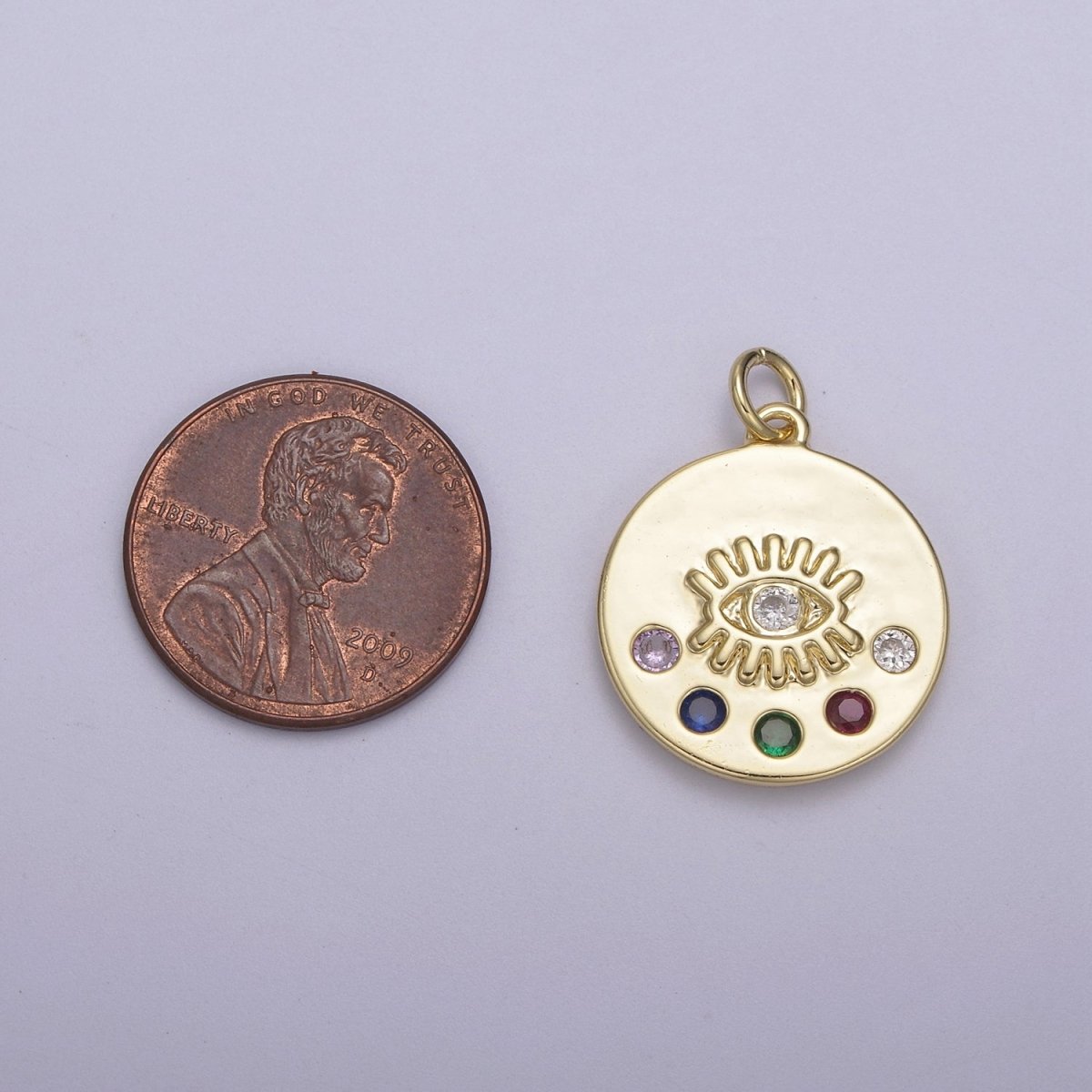 Mini Gold Evil Eye Medallion Charm for Add on Charm Bracelet Necklace N-929