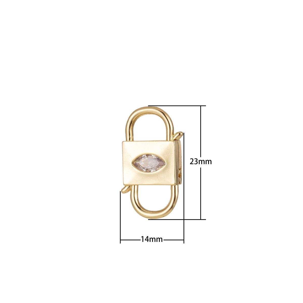 OS Mini Gold Eye Cubic Zirconia Clasp Lock, Interlock Cubic Clasp Fastener for Bracelet Necklace Clear Cz Supply L-349