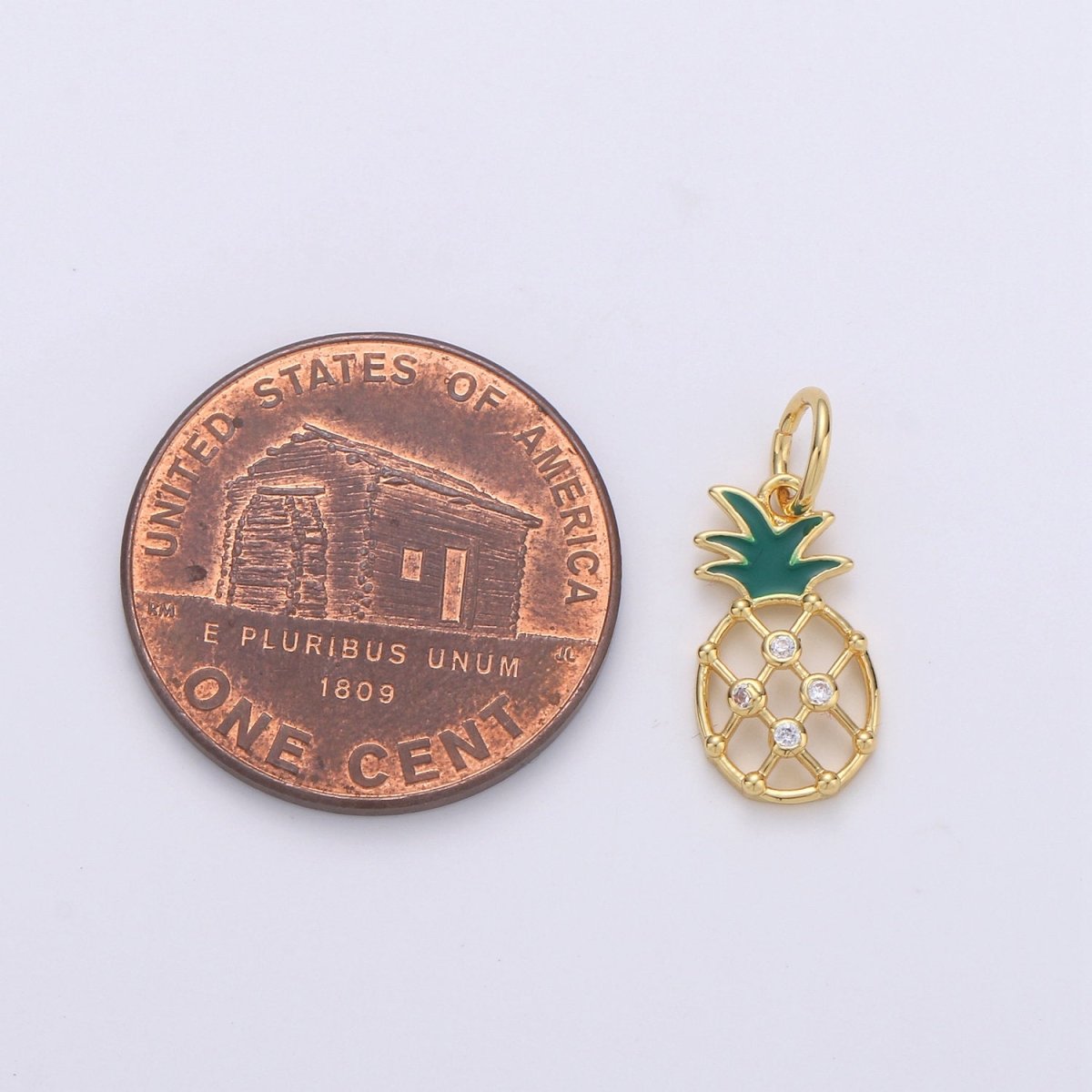 Mini Gold Pineapple Charm, Micro Pave Charms for Jewelry, Cubic Fruit Necklace Bracelet Charms, Fruit Charms, Dole Pendant 14k Gold Filled D-565