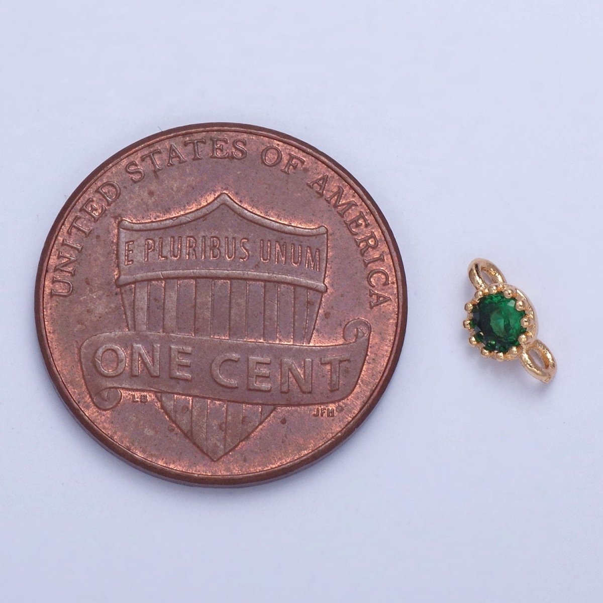 OS Mini Green CZ Gold Pave Charm Connector for Bracelet Necklace 16k Gold Filled F-695