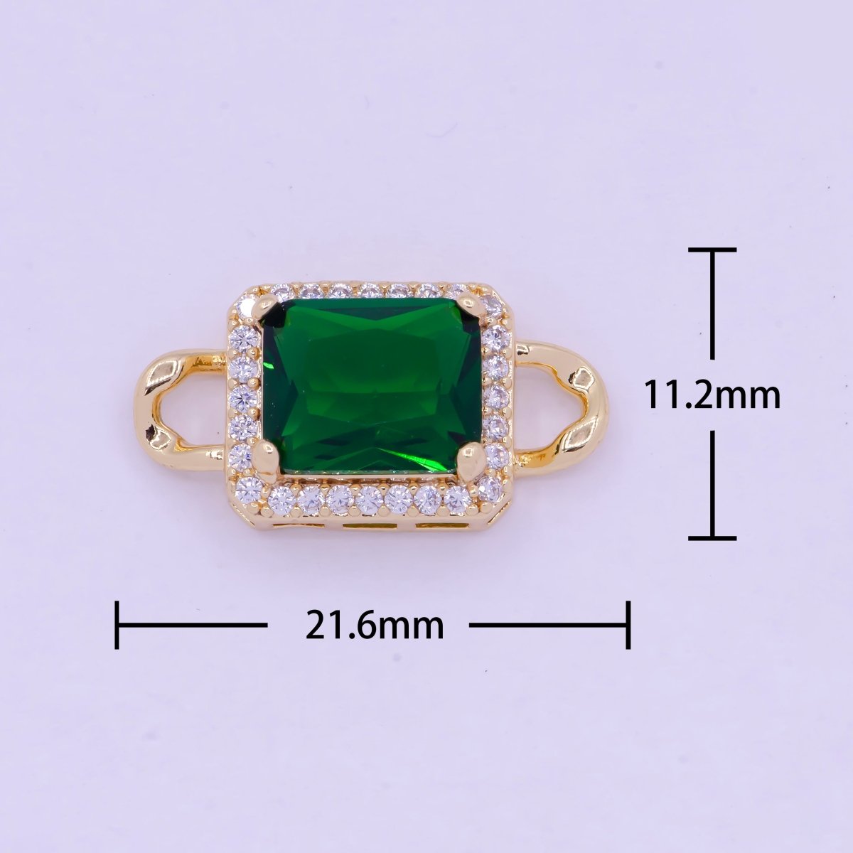 Mini Green Rectangle Charms for Necklace Bracelet Earring Making Supplies Micro Pave Eye Geometric Link Connector F-731