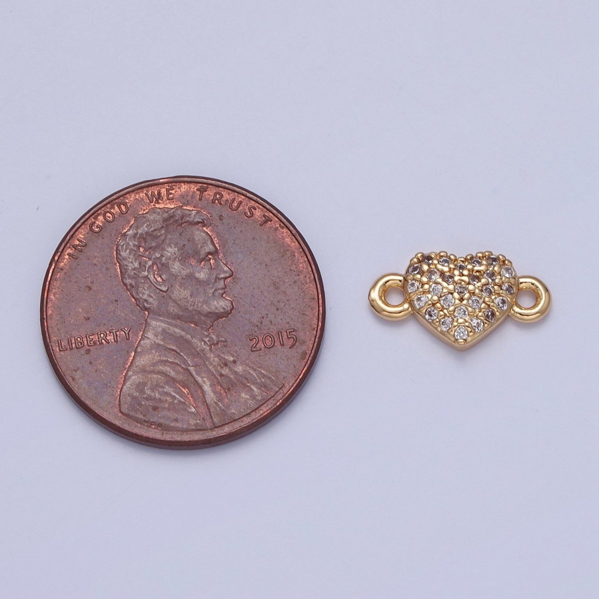 Mini Heart Charms for Necklace Earring Making Supplies 24K Gold Filled Micro Pave Love Charm Connector G-930
