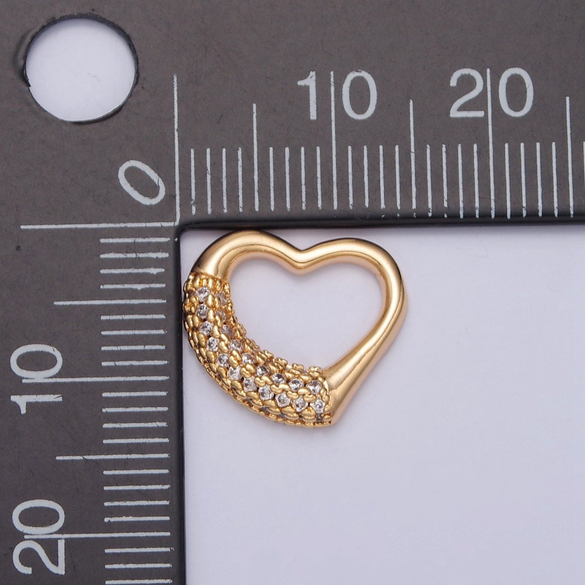 Mini Open Heart Gold Micro Paved CZ Charm E-772