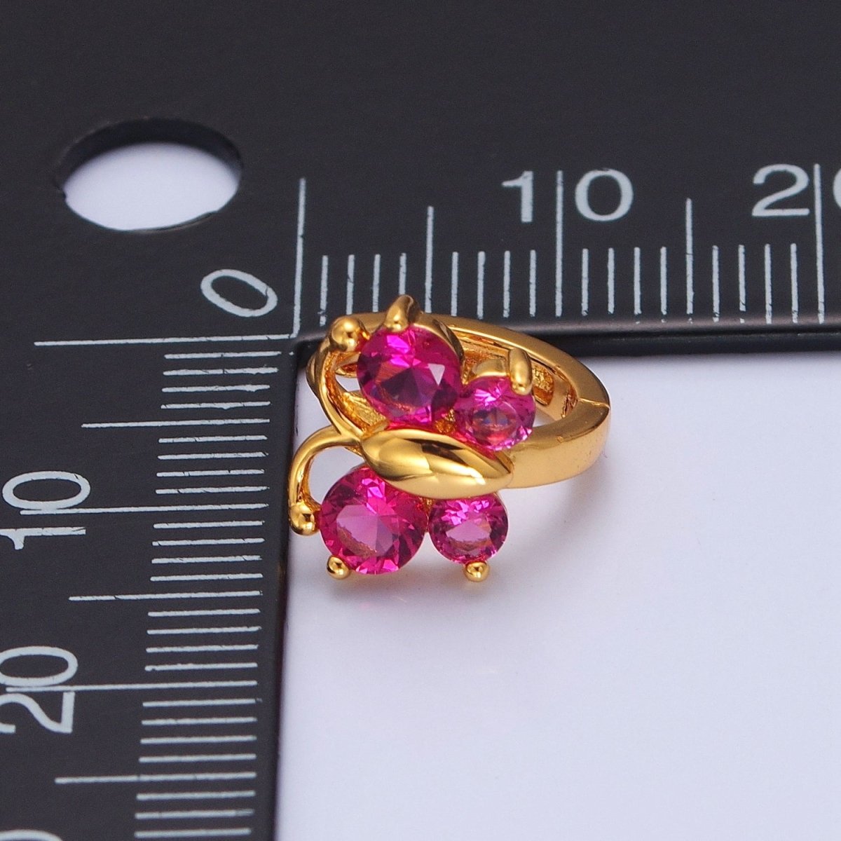 Mini Pink Butterfly Earring Gold Huggie Earring 24k Gold Filled T-453