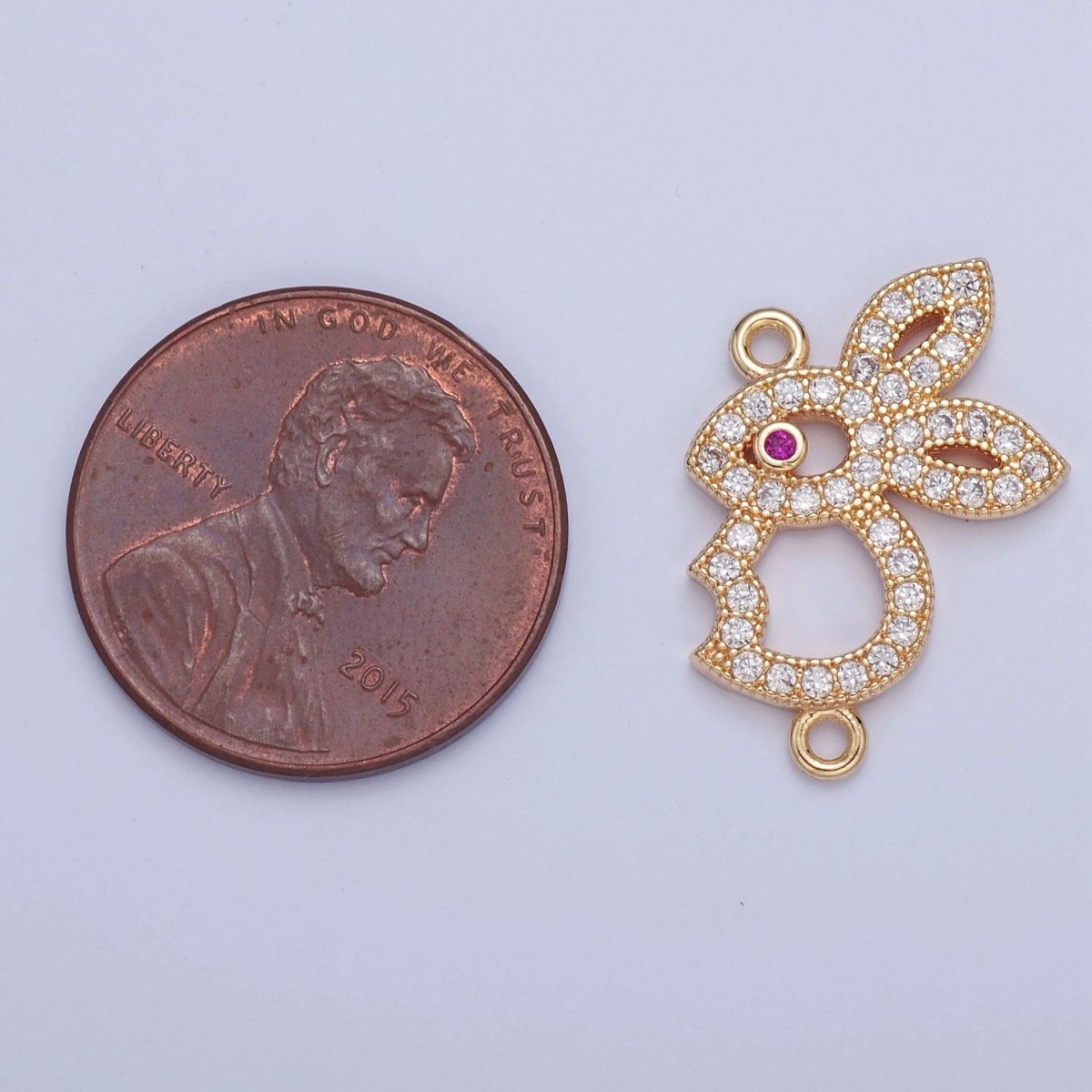 Mini Rabbit Charm Connector 16K Gold Filled Bunny link Connector G-926