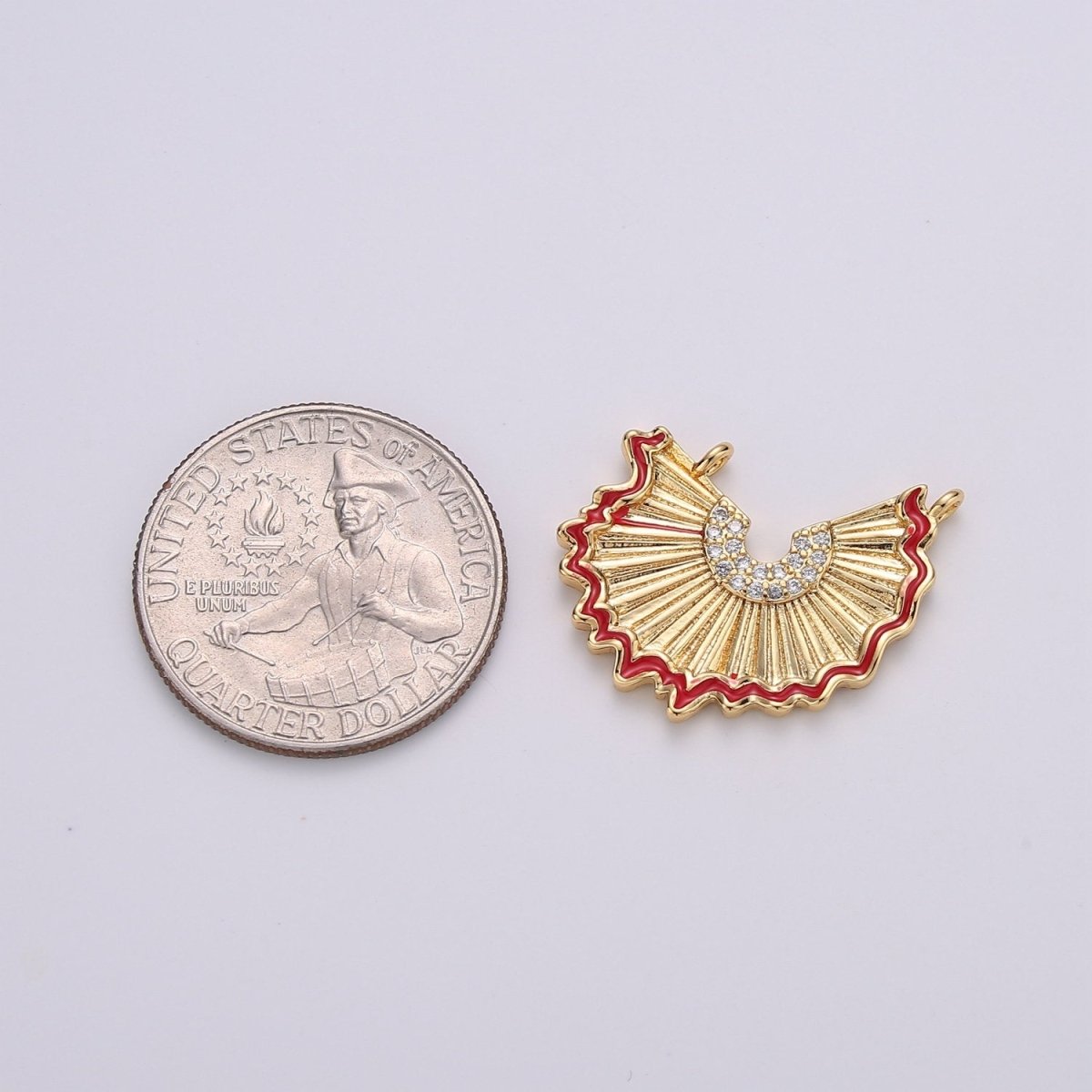 Mini Red Fan Charm for Bracelet Necklace Link Connector F-469