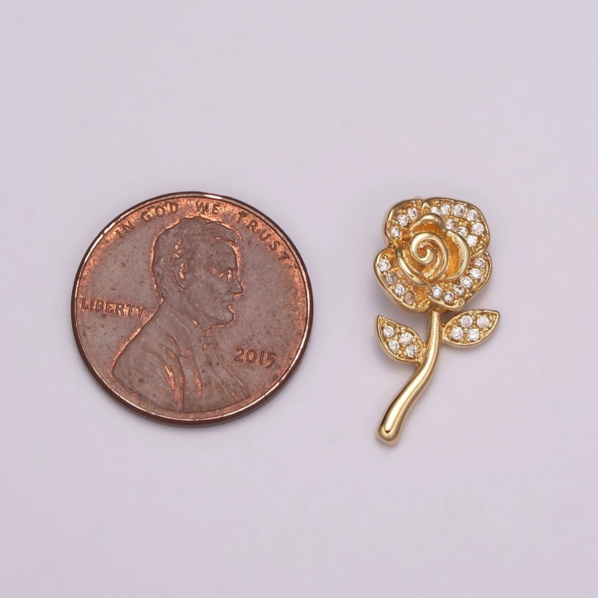 Mini Rose Flower Charm 18K Gold Filled Flower Pendant N-175