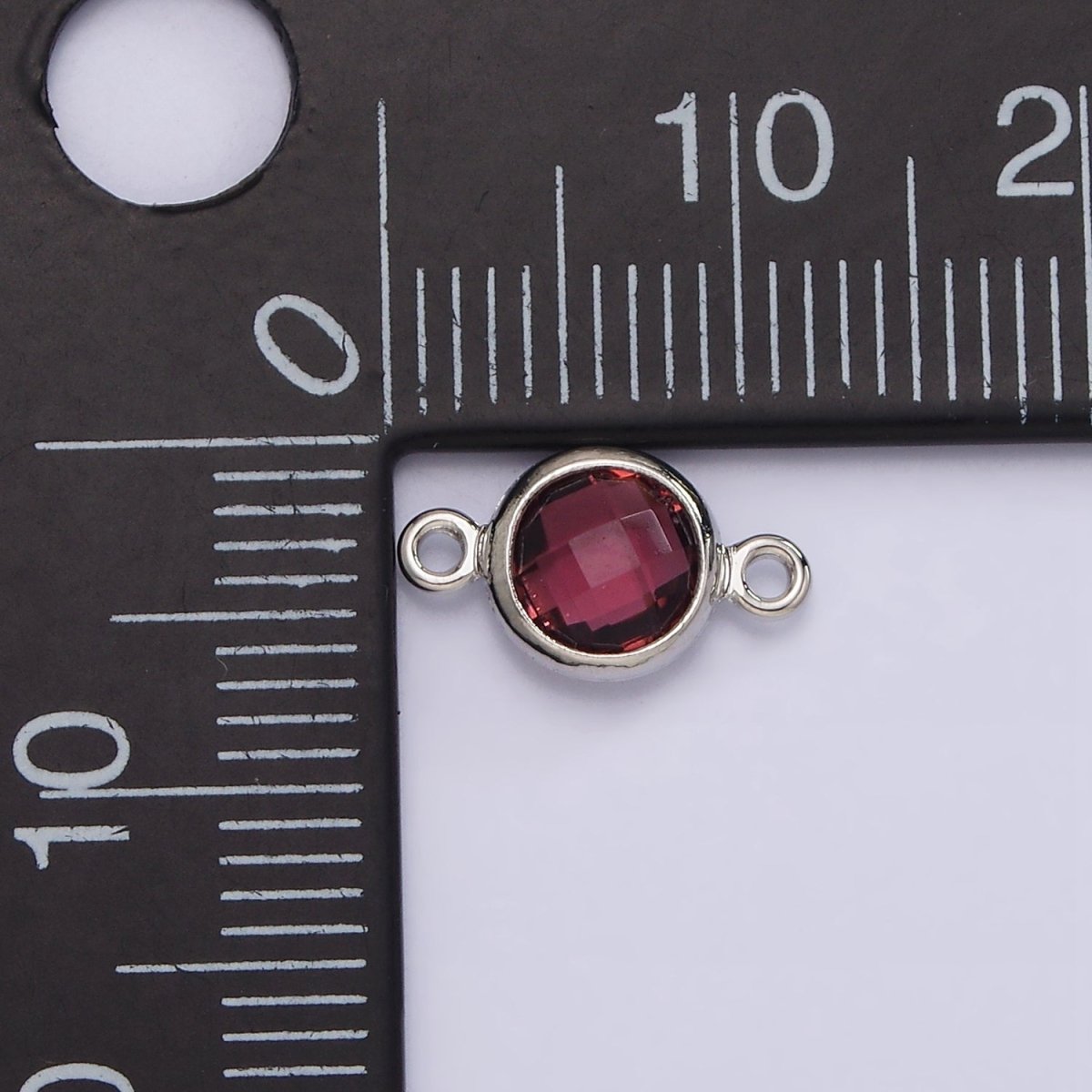 Mini Silver Cubic Zirconia Link Connector Color Faceted Crystal Charm Connector Birthstone Link Connector G-730~G-741