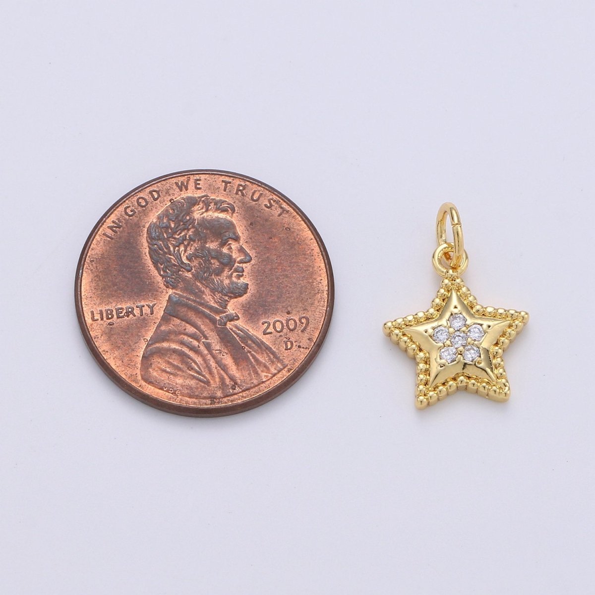Mini Star Charm CZ Cubic Zirconia Celestial Charm Gold Charm, 14k Gold Filled CZ Charm Pendant for Bracelet Earring Necklace Component, D-233