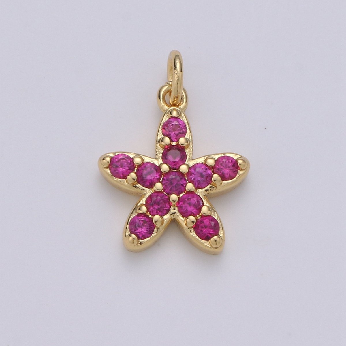 Mini Star Charm Micro Pave Snow Charm, Tiny Gold Flower Charm Colorful Cz Cubic Charm in 14k gold Filled D-652 TO D-657