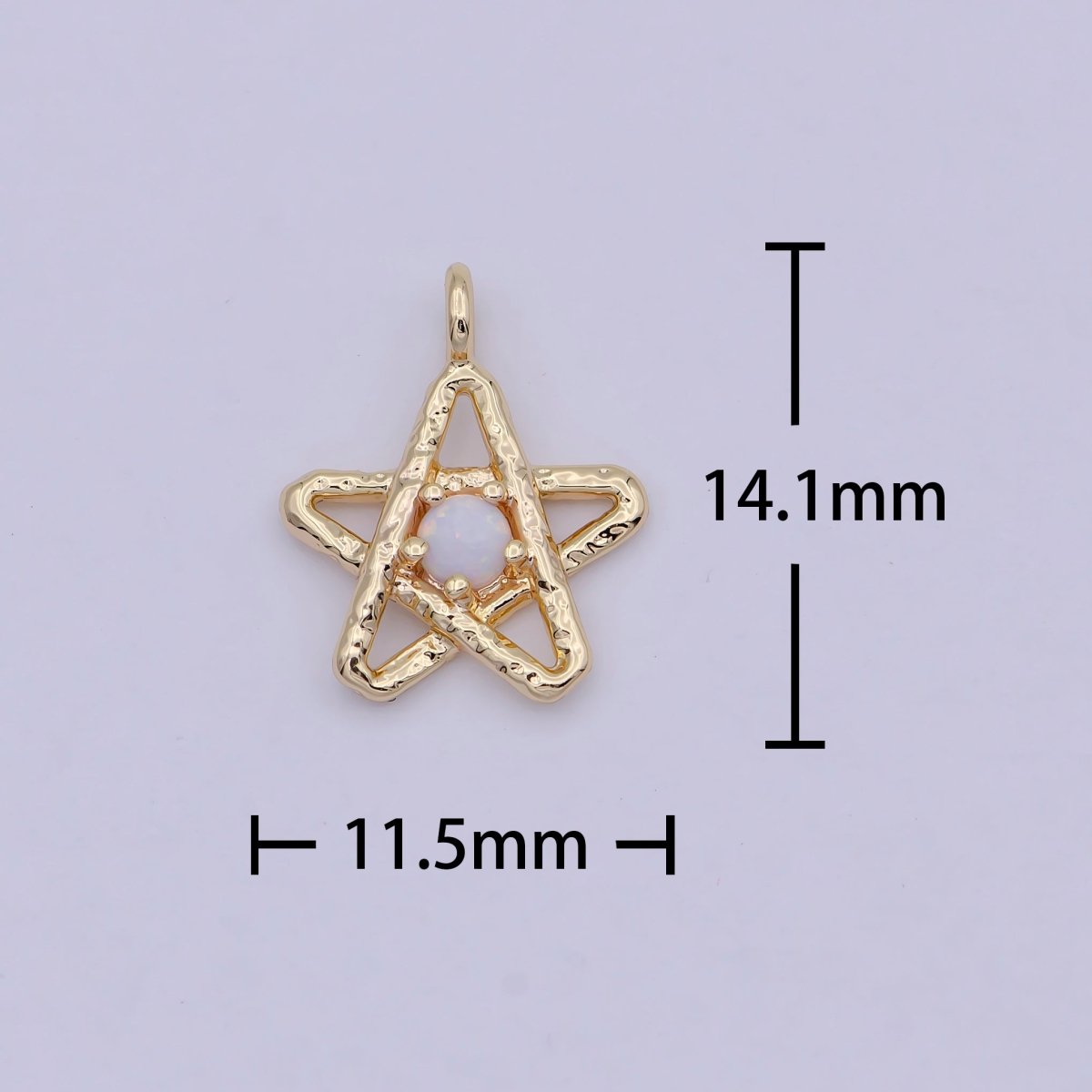 Mini Star Charm with Opal Stone 18K Gold Filled Coin Pendant for Celestial Minimalist Jewelry N-908