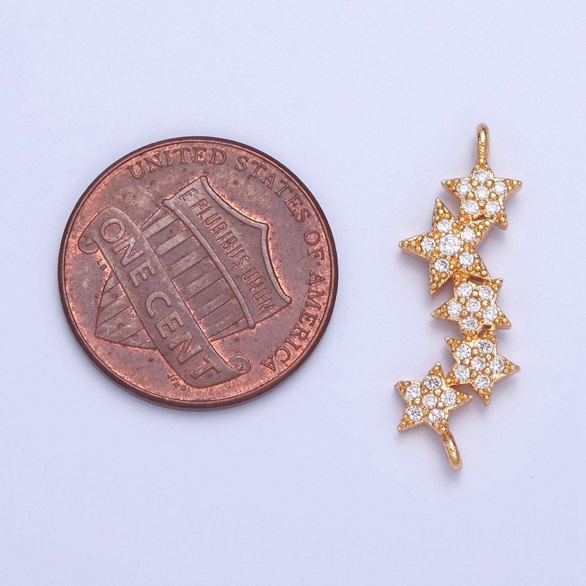 Mini Star CZ Gold Pave Charm Connector for Bracelet Necklace Supply F-792