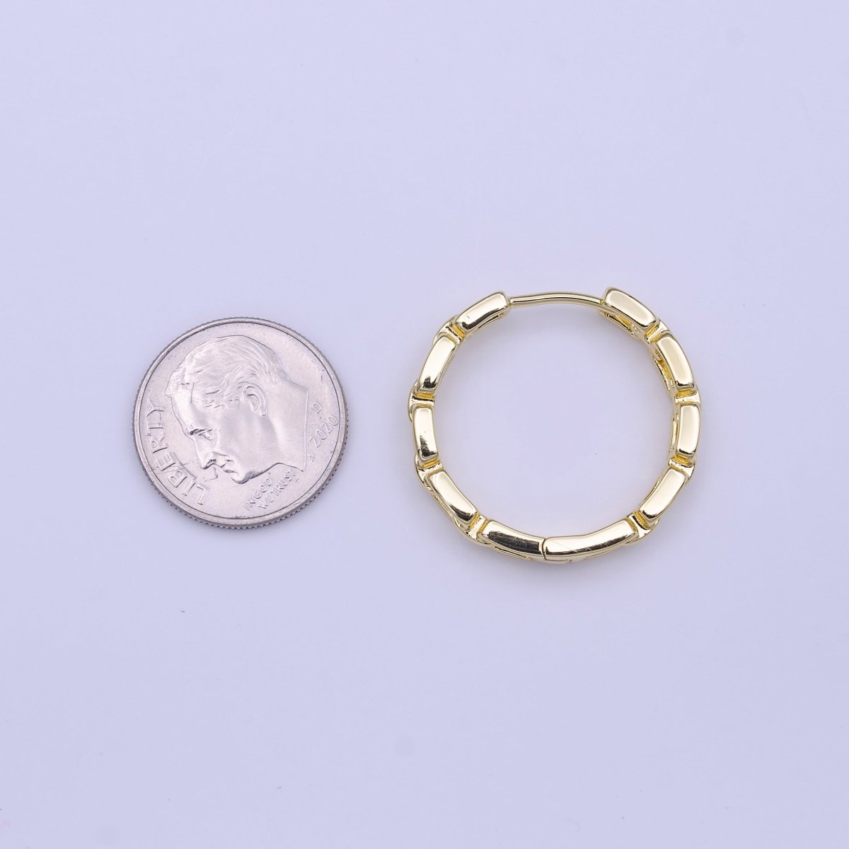 Minimalist Boxy Cable Link 24mm Huggie Hoop Earrings | AD-218
