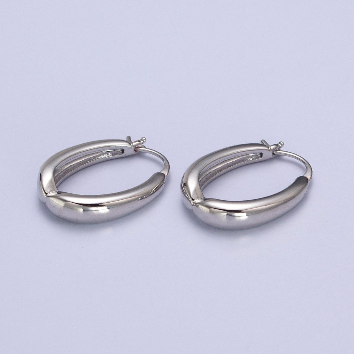Minimalist Geometric Oblong French Lock Latch Earrings in Gold & Silver | AB079 AB080