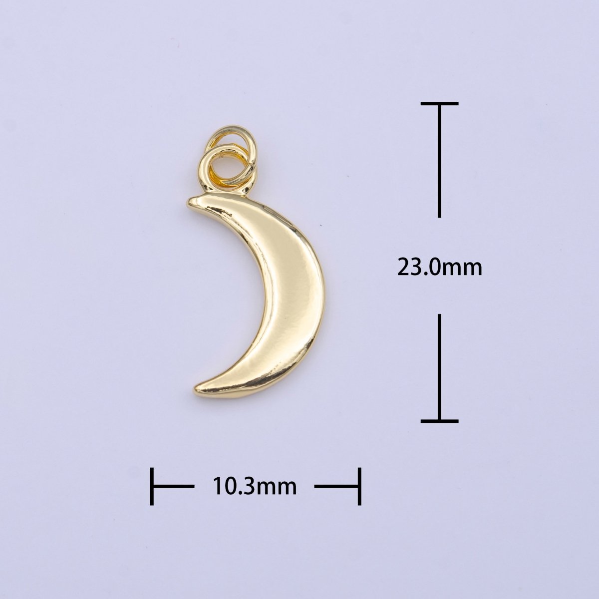 Minimalist Gold Crescent Moon Celestial 23mm Charm | C-448