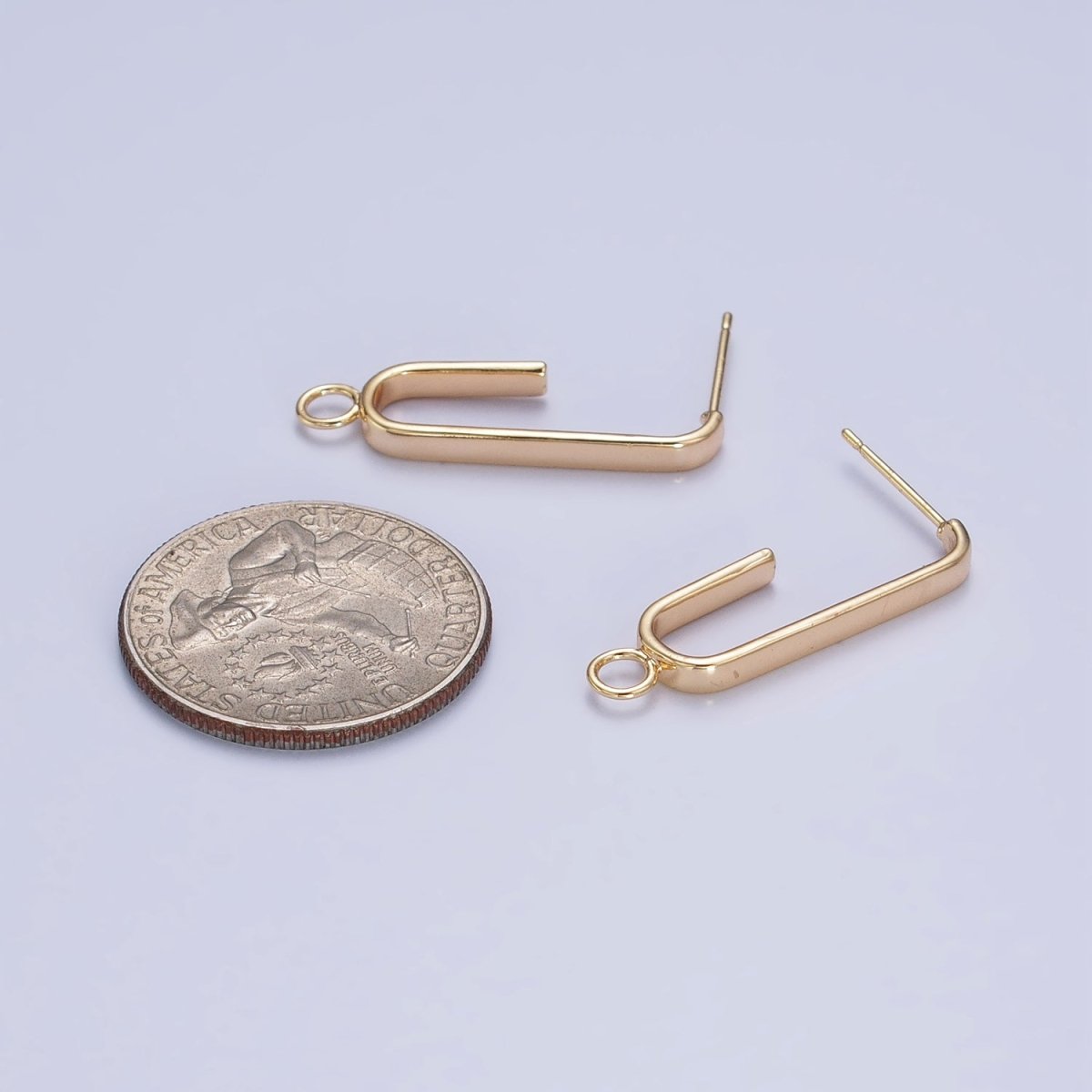 Minimalist Gold Thin J-Shaped Round Loop Hoops Earrings Supply | Z-109
