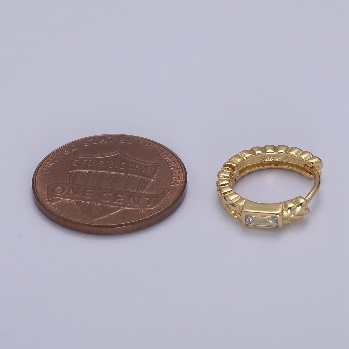 Minimalist Huggie Earring with Rectangle CZ V-141