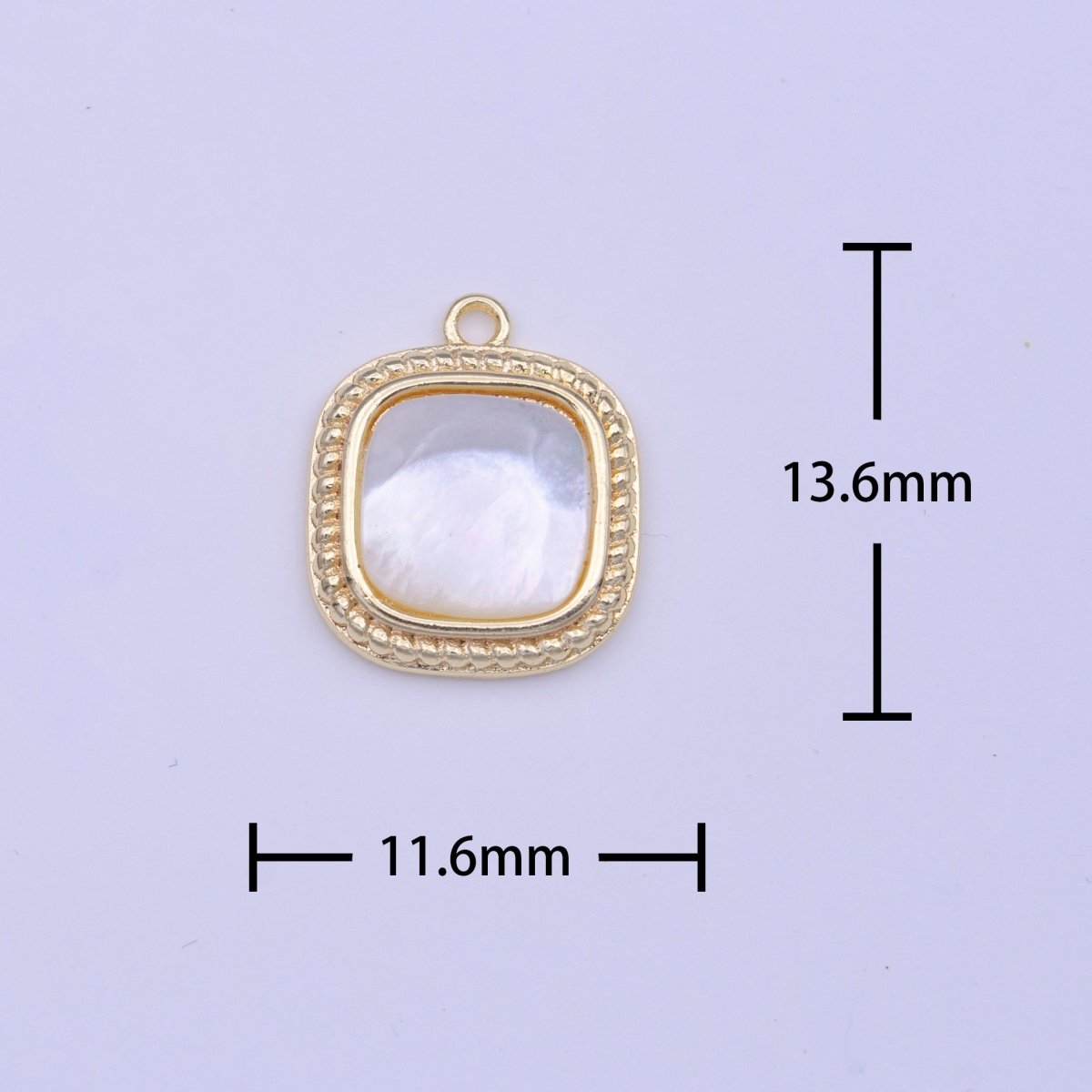 14K Gold Filled Shell Pearl Braided Bezel Charm | C430