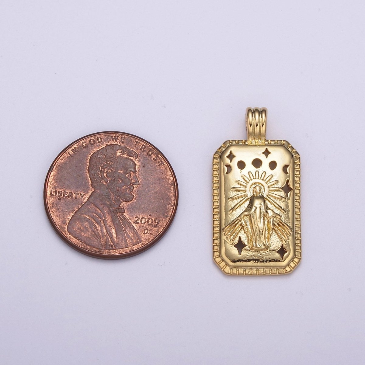 Miraculous Lady Medallion Pendant Tag Tile Virgin Mary Religious Charm N-519