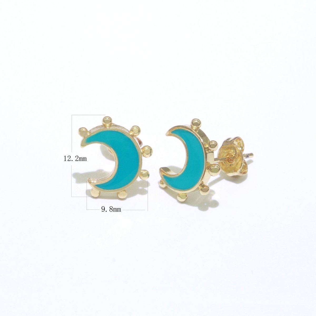 Moon Enamel Stud Earrings Gold Filled Cute Small Celestial Jewelry Hypoallergenic Stud Earrings for Women And Girls T-052~T-057