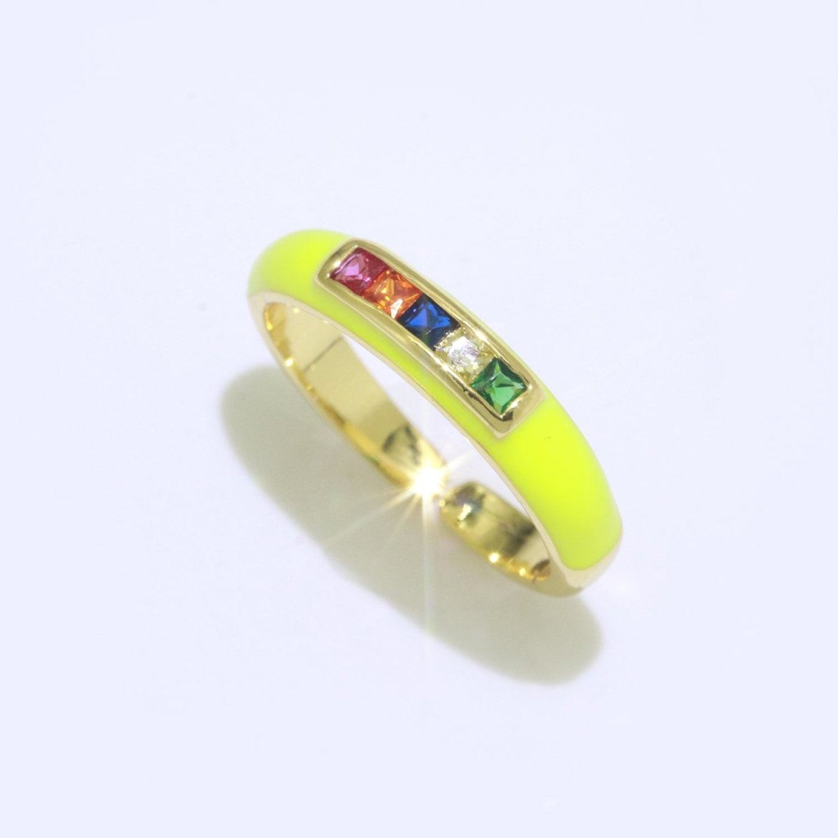 Multi Color Cz Ring Colorful Enamel Ring Open Adjustable in 14K Gold Filled S-110~S-119