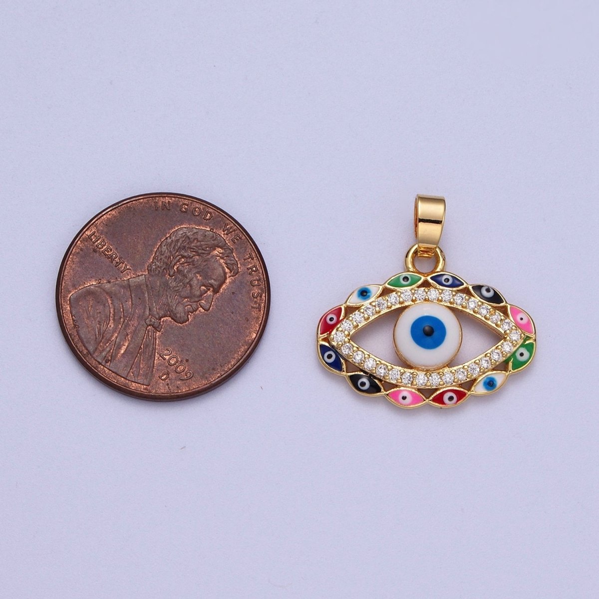 Multi Color Evil Eye Pendant in 16k Gold Filled for Amulet Jewelry X-690