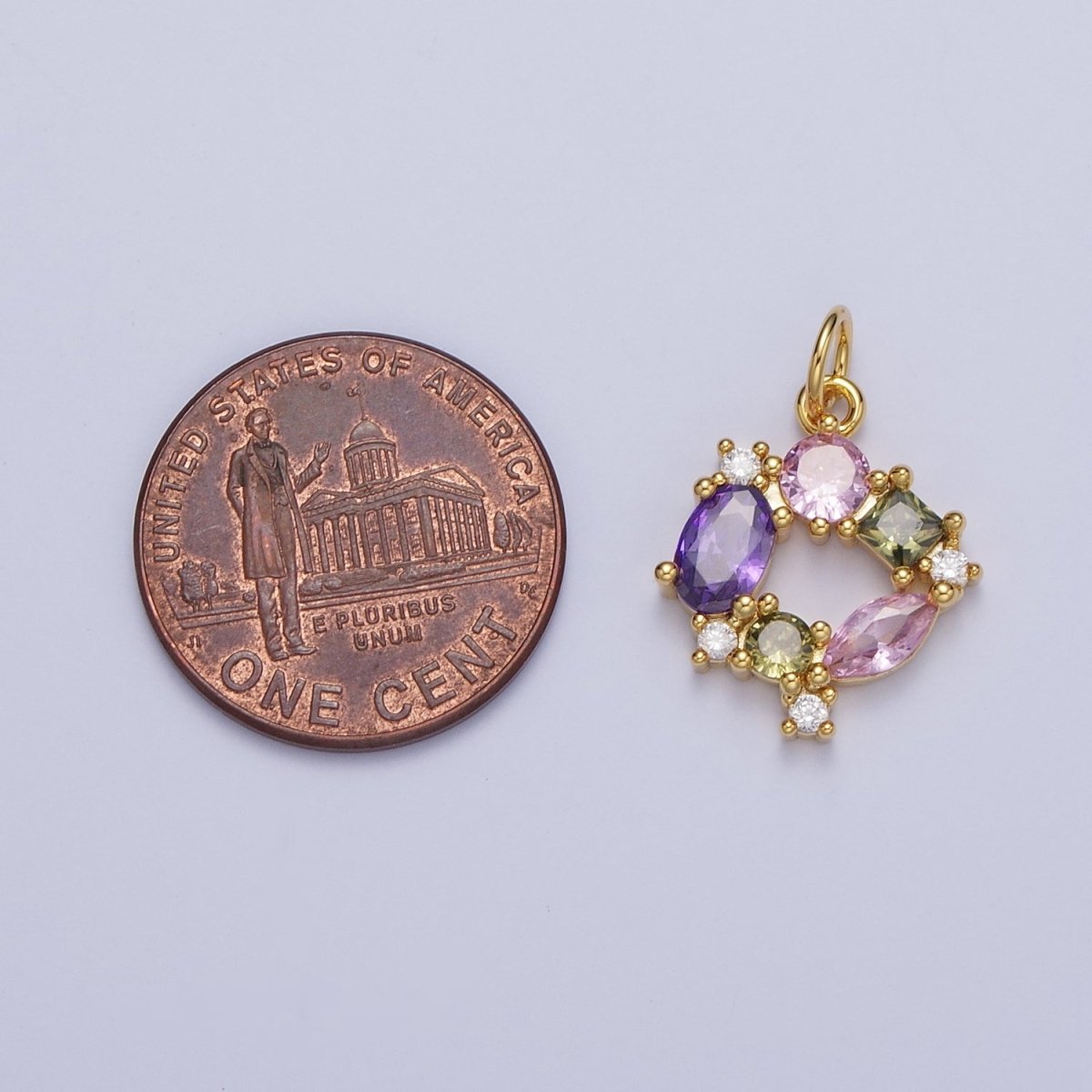 Multicolor Geometric Cubic Zirconia Round Circle Mini Charm For Jewelry Making | C-863