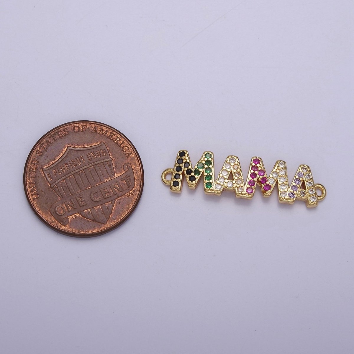 Multicolor Micro Pave Cubic Zirconia MAMA Connector For Mother's Day Jewelry Necklace Bracelet Making, F-162
