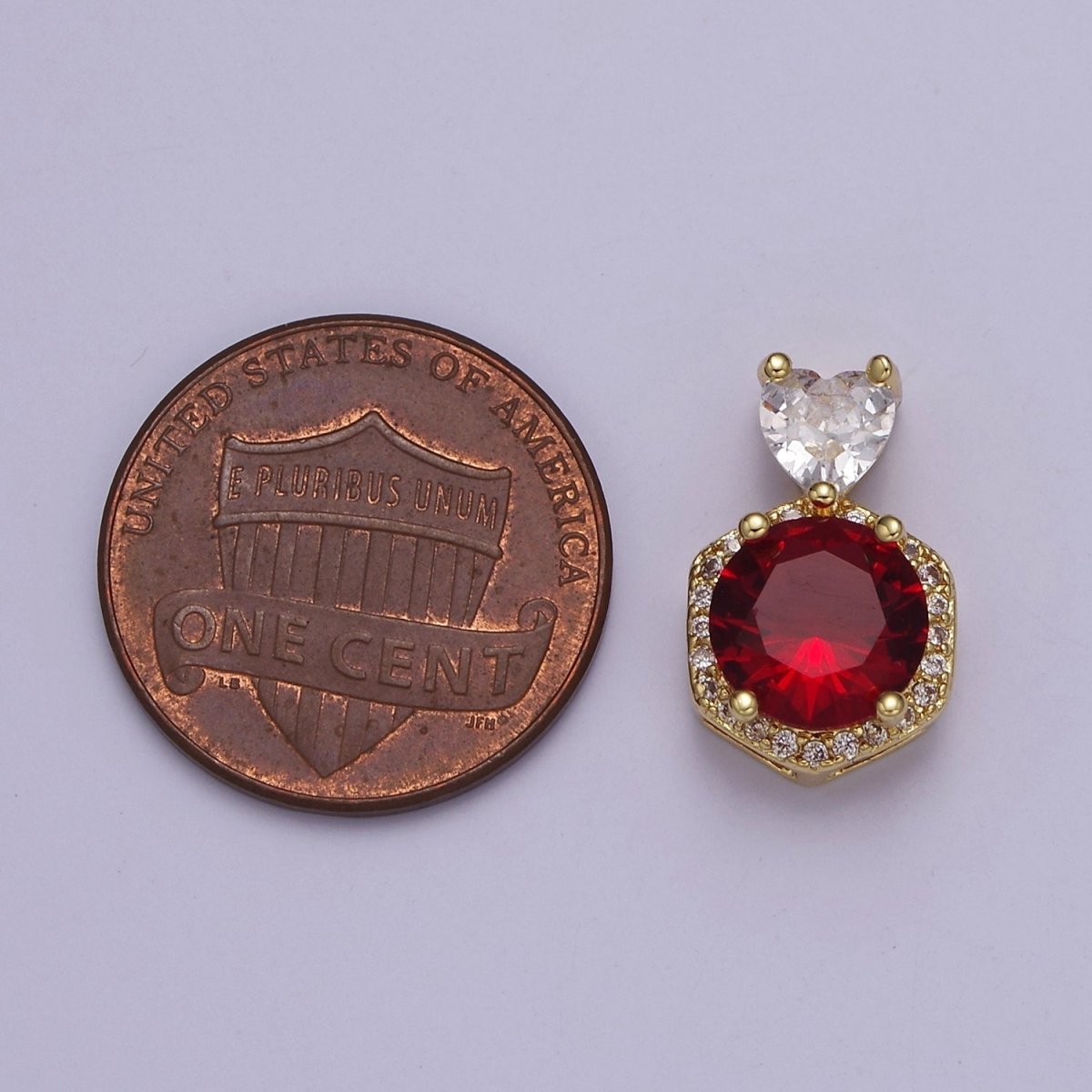 Multicolor Round Cubic Zirconia CZ Stone Pendant Charm with CZ Heart Bail For Jewelry Necklace Making J-567 J-568 J-569 J-575