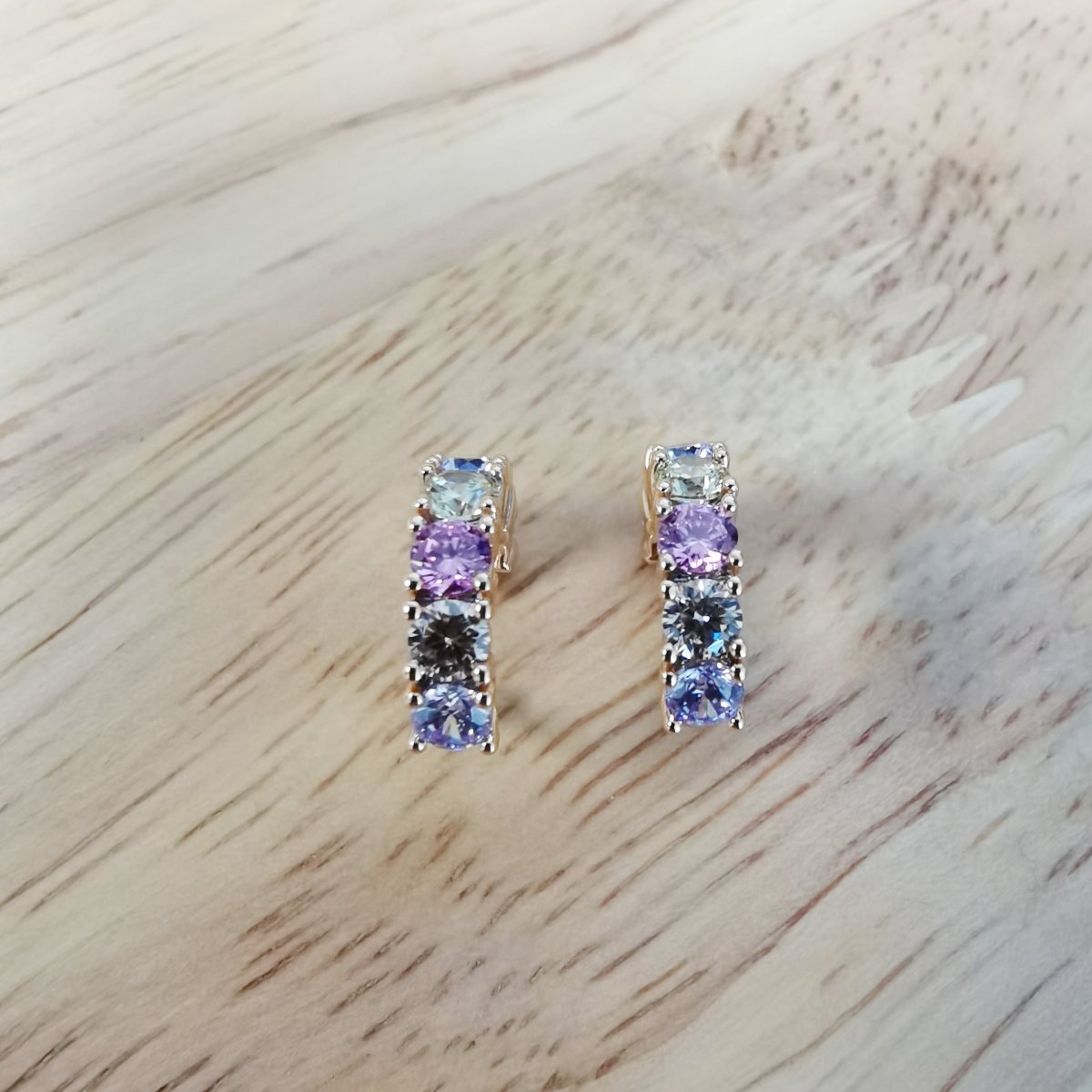 Multicolor Semi-Clear Rhinestones on 24K Gold-Filled Ear Cuff, No Piercing AI-108