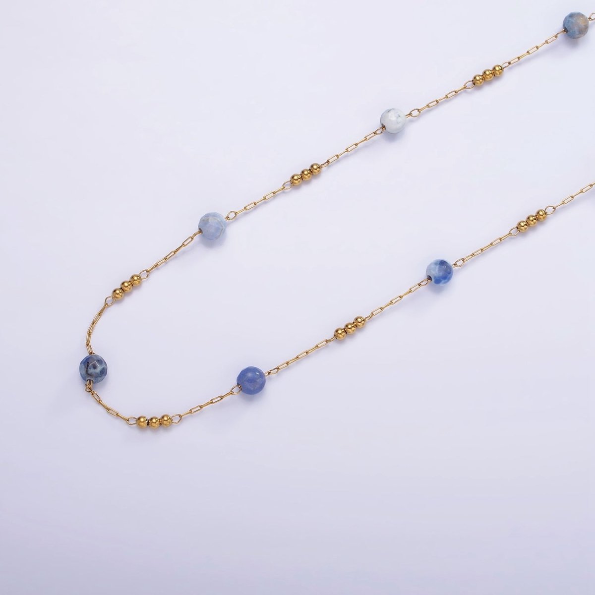 Natural Gemstone Beaded Chain Rosary Chain by Yard 4mm Blue Aventurine Beads by Yard | ROLL-1476