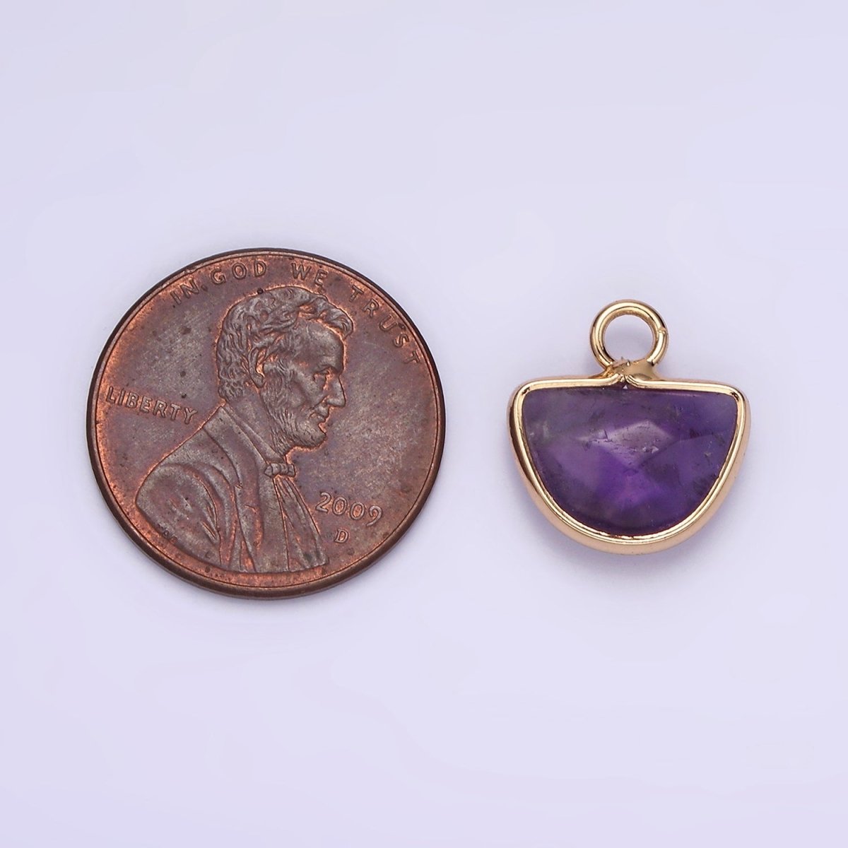 Natural Gemstone Half Moon Semi-Circle Charm Opal Amethyst Rose Quartz Semi-Precious Gemstones N1724 N1725