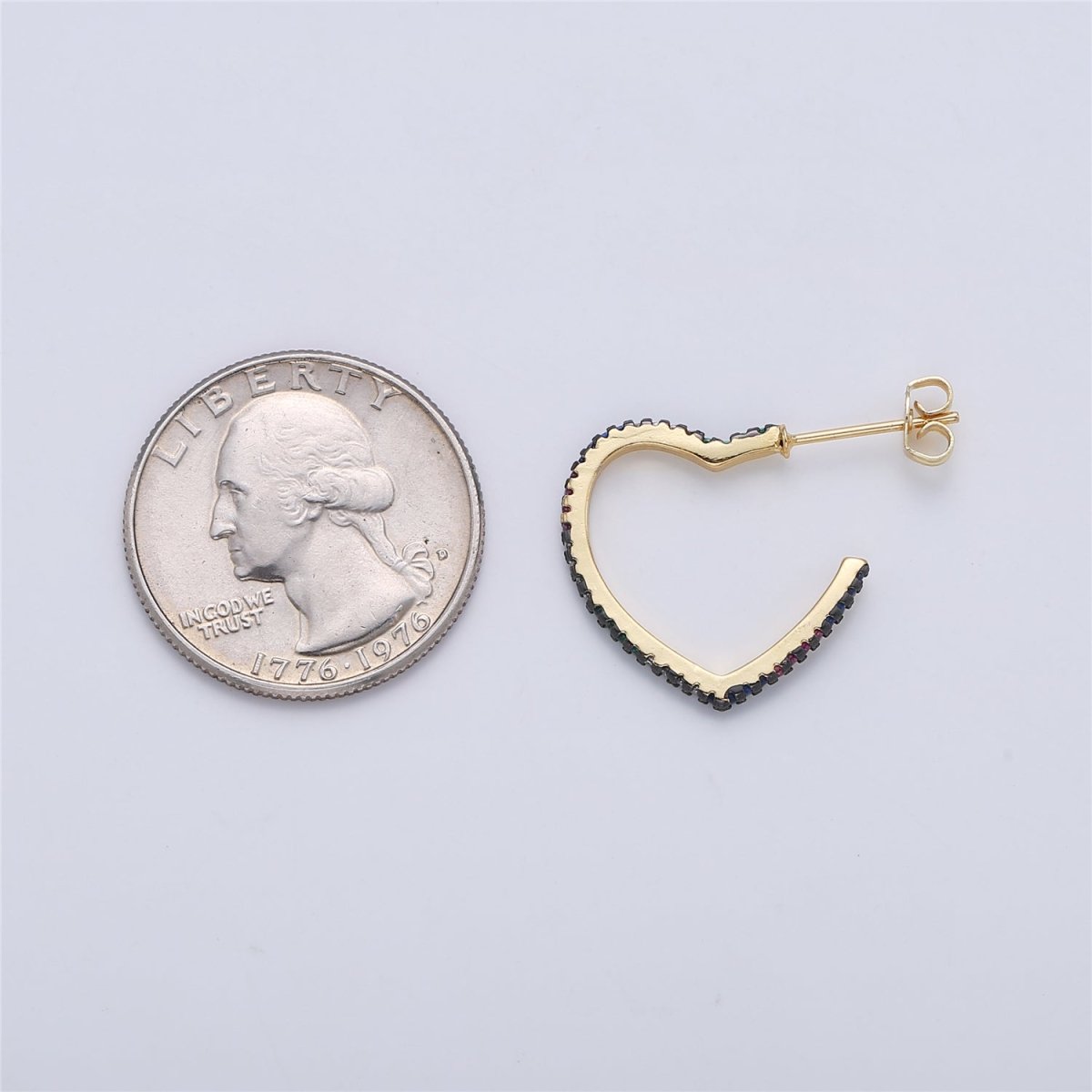 of Cubic Black My Precious Love Heart Hoops Earrings Lead Free Nickel Free 20mm K-172