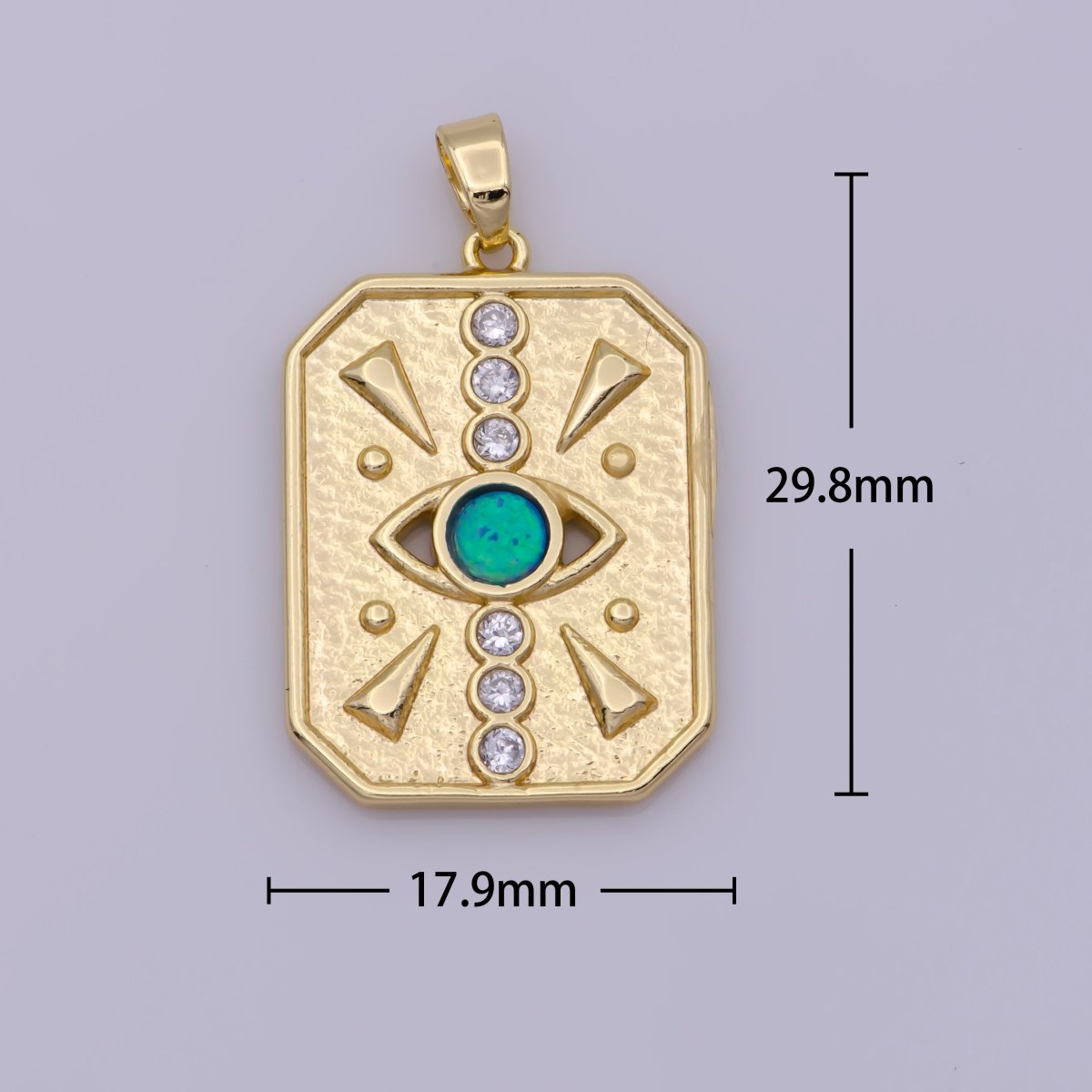 Opal Evil Eye Charms, Rectangle Tag Evil Eye Pendant Jewelry Gold Filled Amulet Pendant, Evil Eye, Good Luck Charms, Blue Lucky Charm N-497 N-498