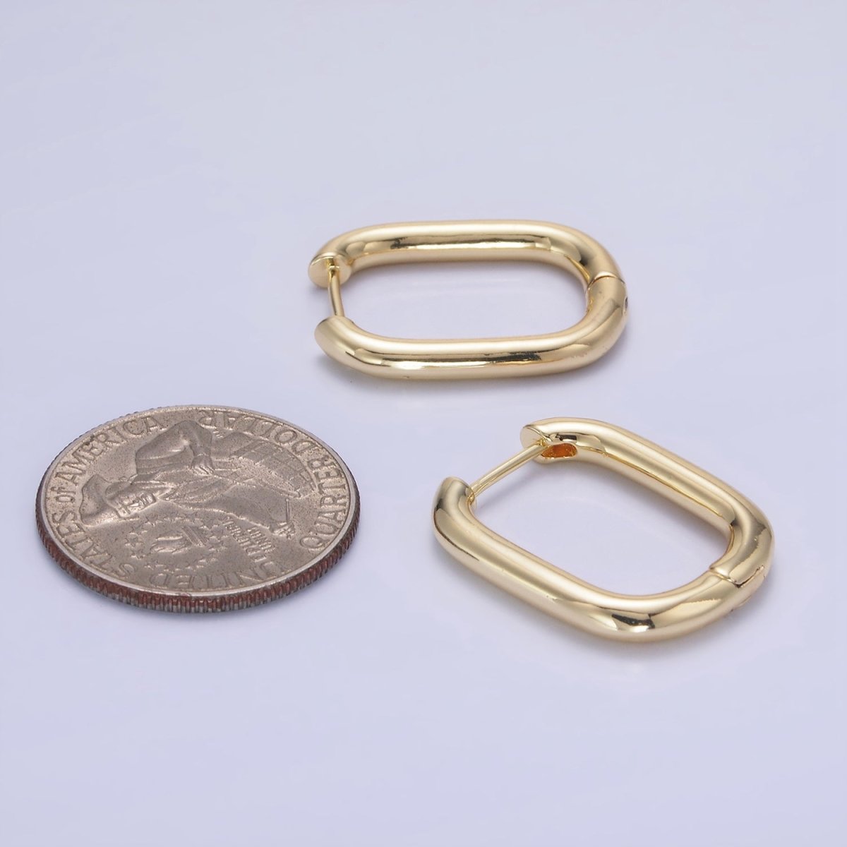 14K Gold Filled 25mm Minimalist Oblong Hoop Earrings | AE520