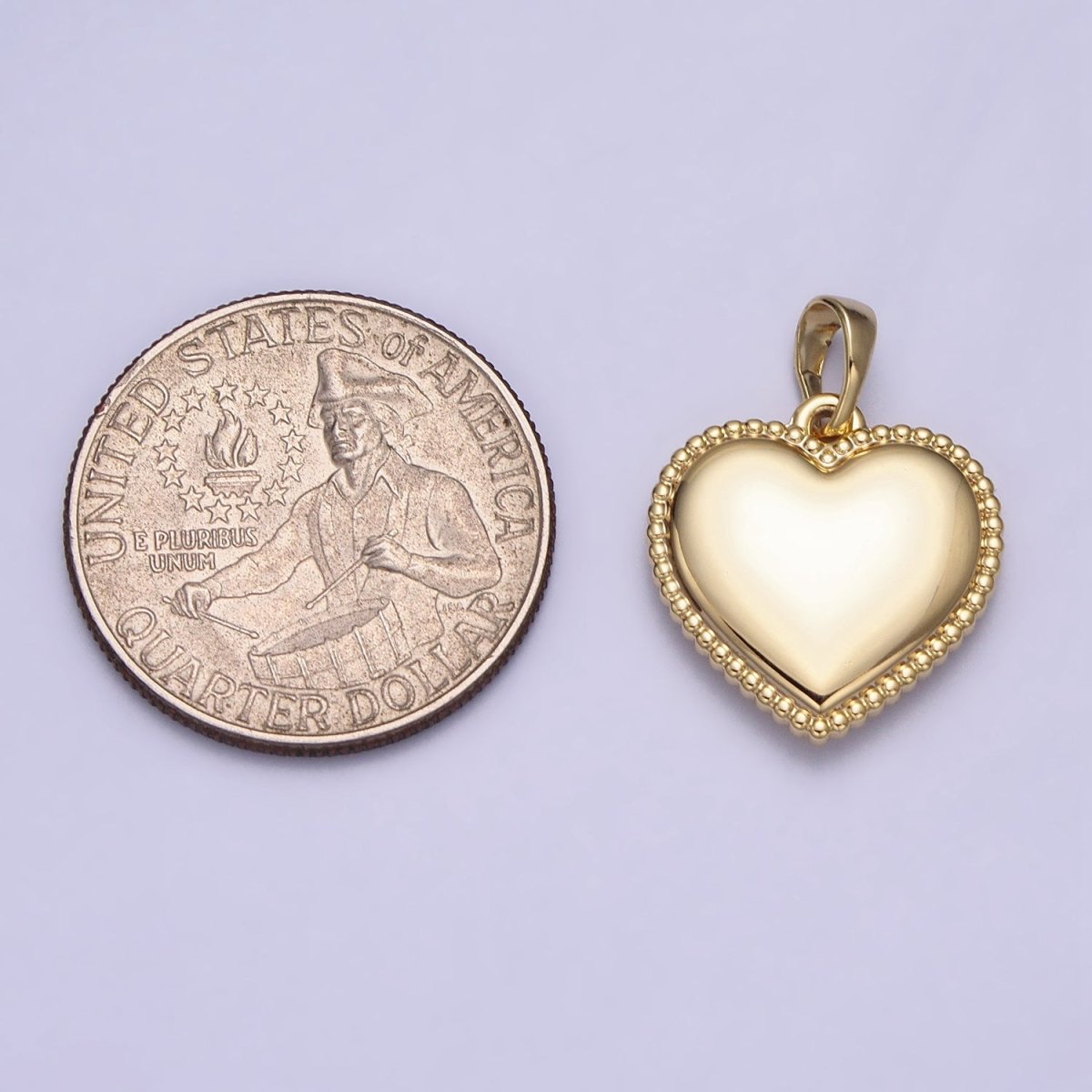 14K Gold Filled Heart Valentine Minimalist Beaded Pendant | AA047