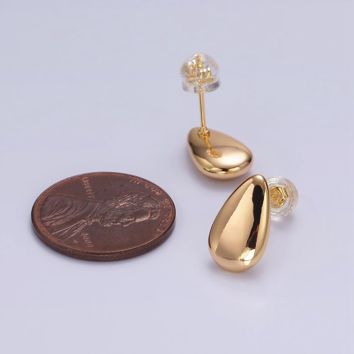 16K Gold Filled 13mm Teardrop Minimalist Stud Earrings | AE894