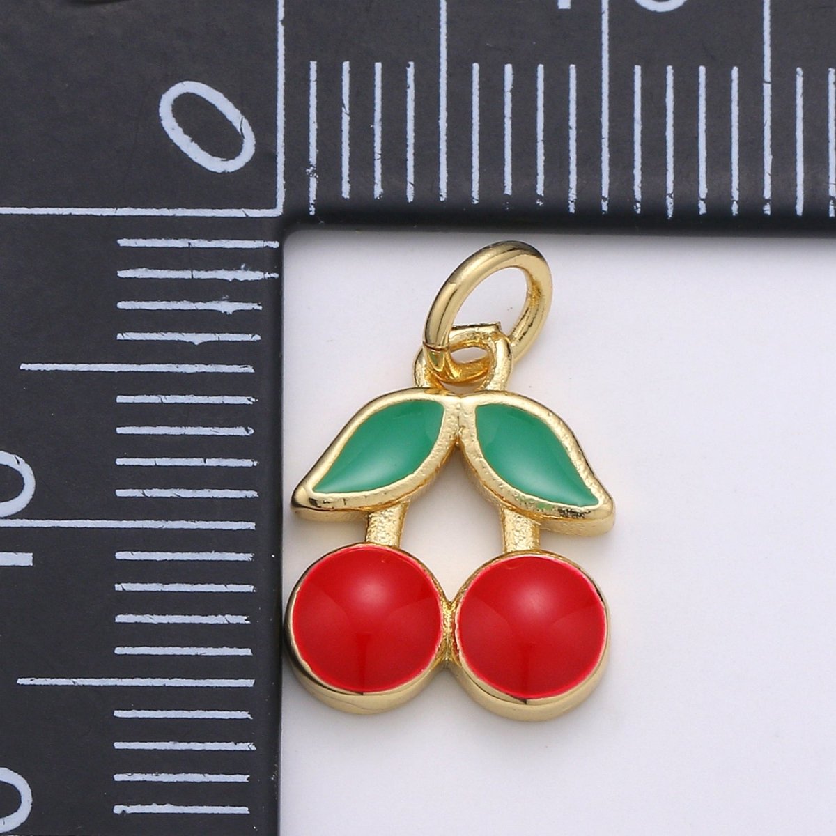 24K Gold Filled Red Cherry Tropical Fruit Charm D-929